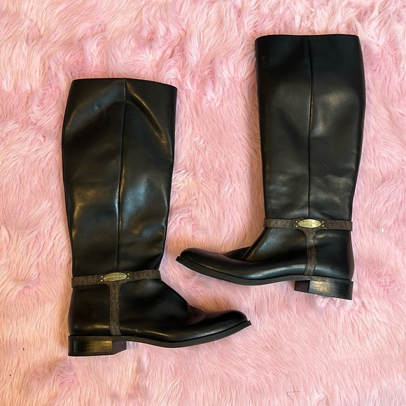 Michael Kors black leather heeled boots size 10 - Picture 1 of 8